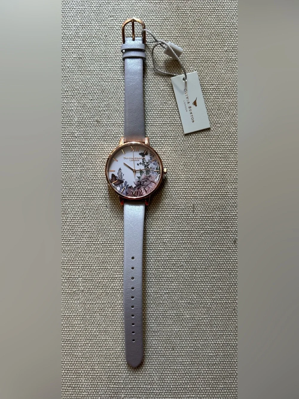 Olivia Burton Winter Garden Watch With 38mm White Floral Face & Leather Band